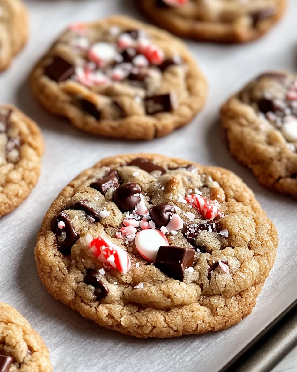 Easy Peppermint Bark Chocolate Chip Cookies food shot