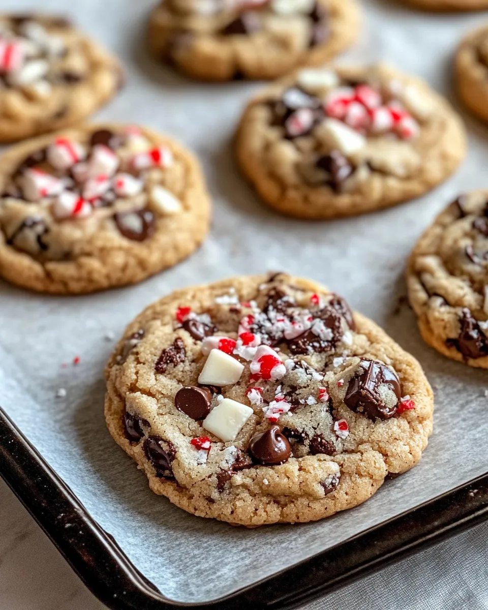 Delicious Peppermint Bark Chocolate Chip Cookies plate image