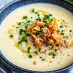Homemade Potato Leek Soup with Crispy Shallots photo