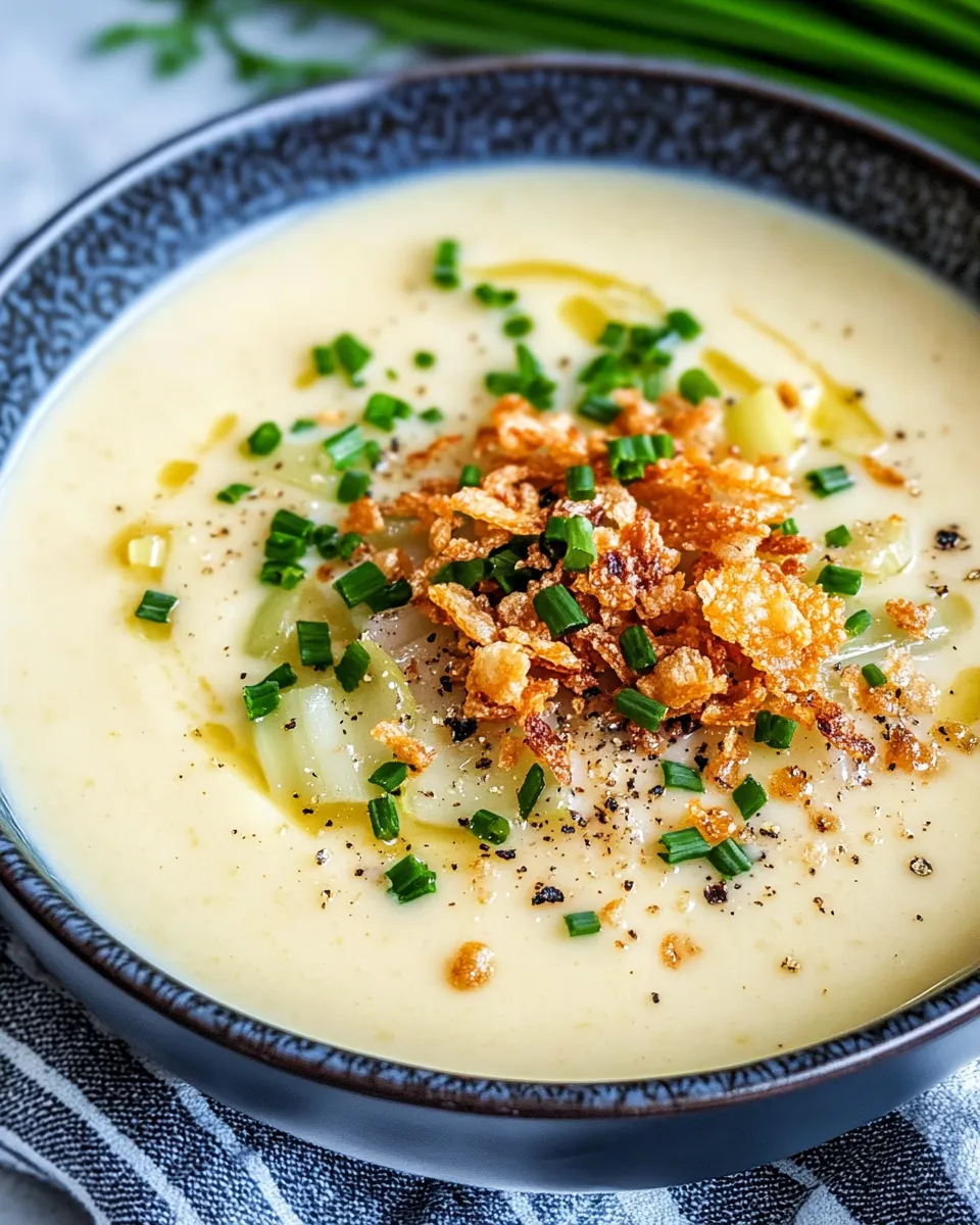 Homemade Potato Leek Soup with Crispy Shallots photo