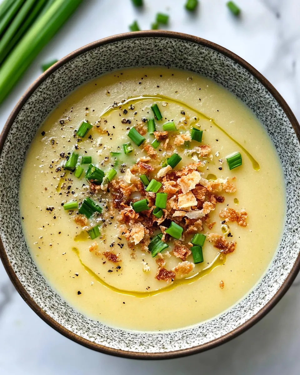 Classic Potato Leek Soup with Crispy Shallots image