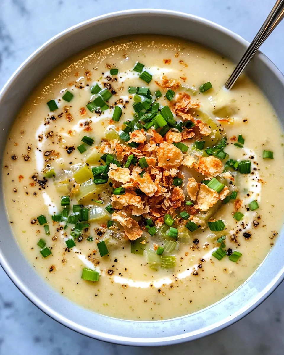 Easy Potato Leek Soup with Crispy Shallots recipe photo