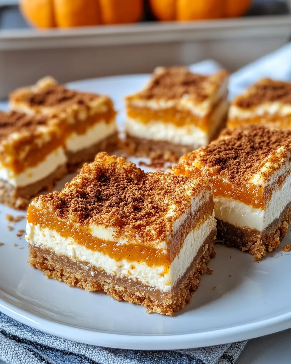 Delicious Pumpkin Cheesecake Swirl Bars plate image