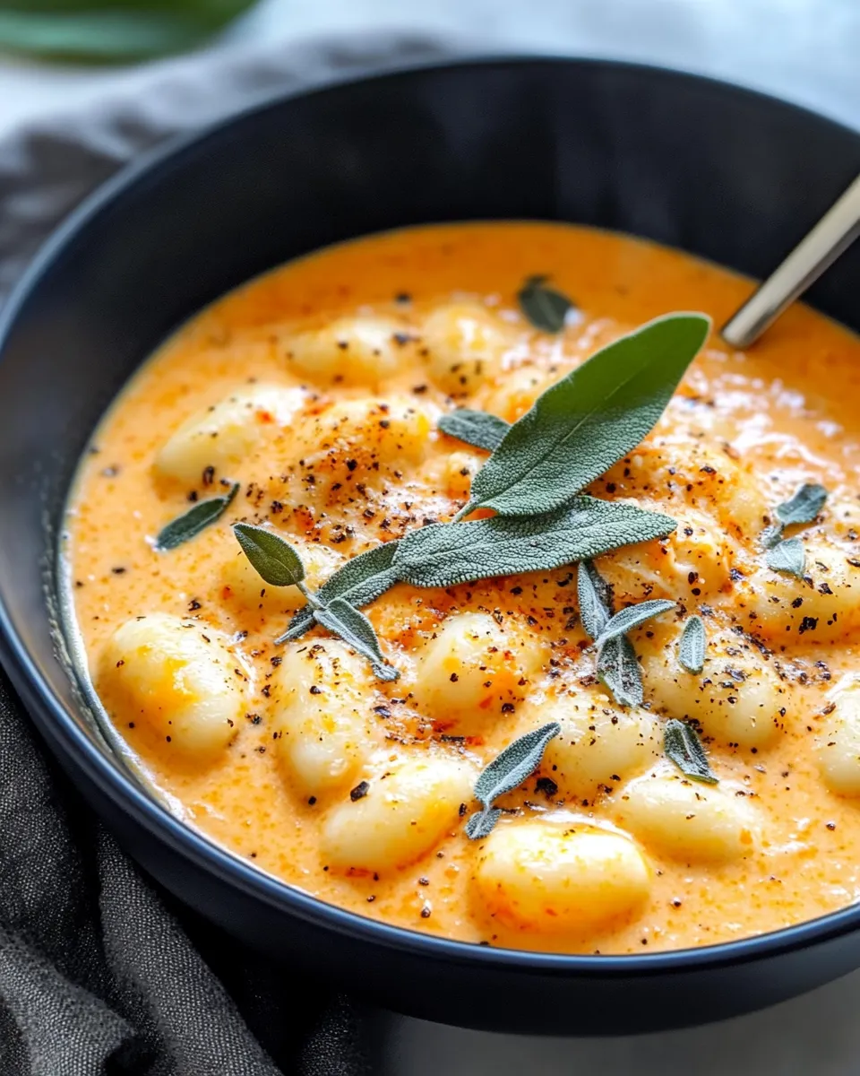 Easy Pumpkin Sage Gnocchi Soup food shot