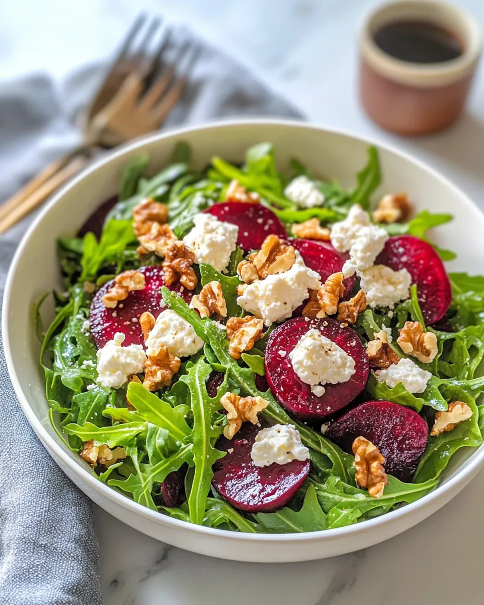 Homemade Roasted Beet & Goat Cheese Arugula Salad photo