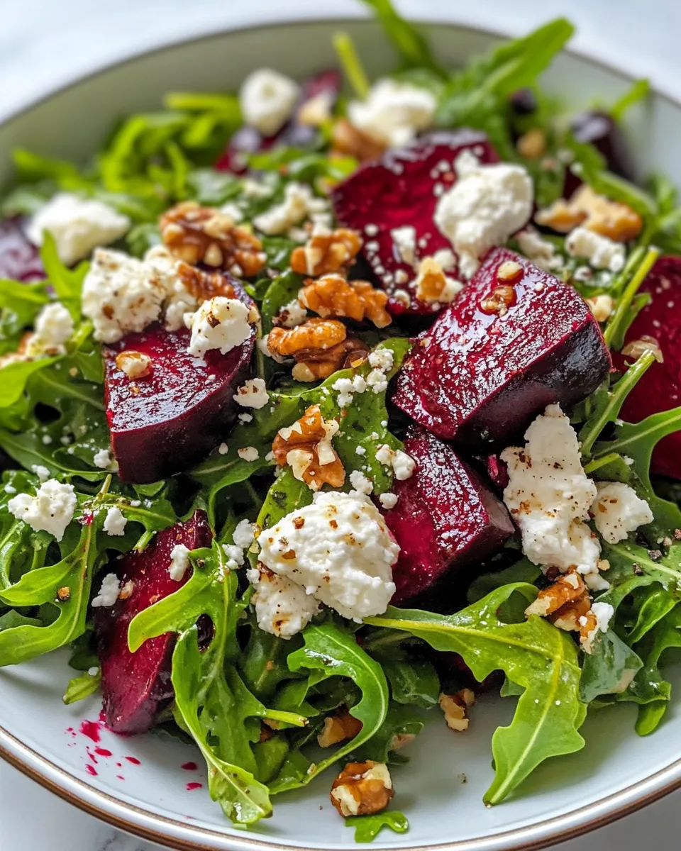 Easy Roasted Beet & Goat Cheese Arugula Salad recipe photo