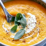 Homemade Roasted Butternut Squash Soup with Sage Brown Butter recipe photo