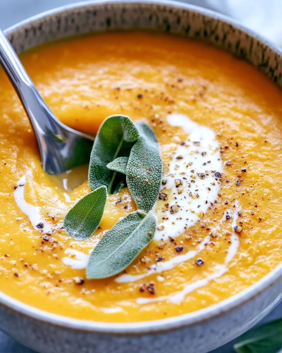 Homemade Roasted Butternut Squash Soup with Sage Brown Butter recipe photo
