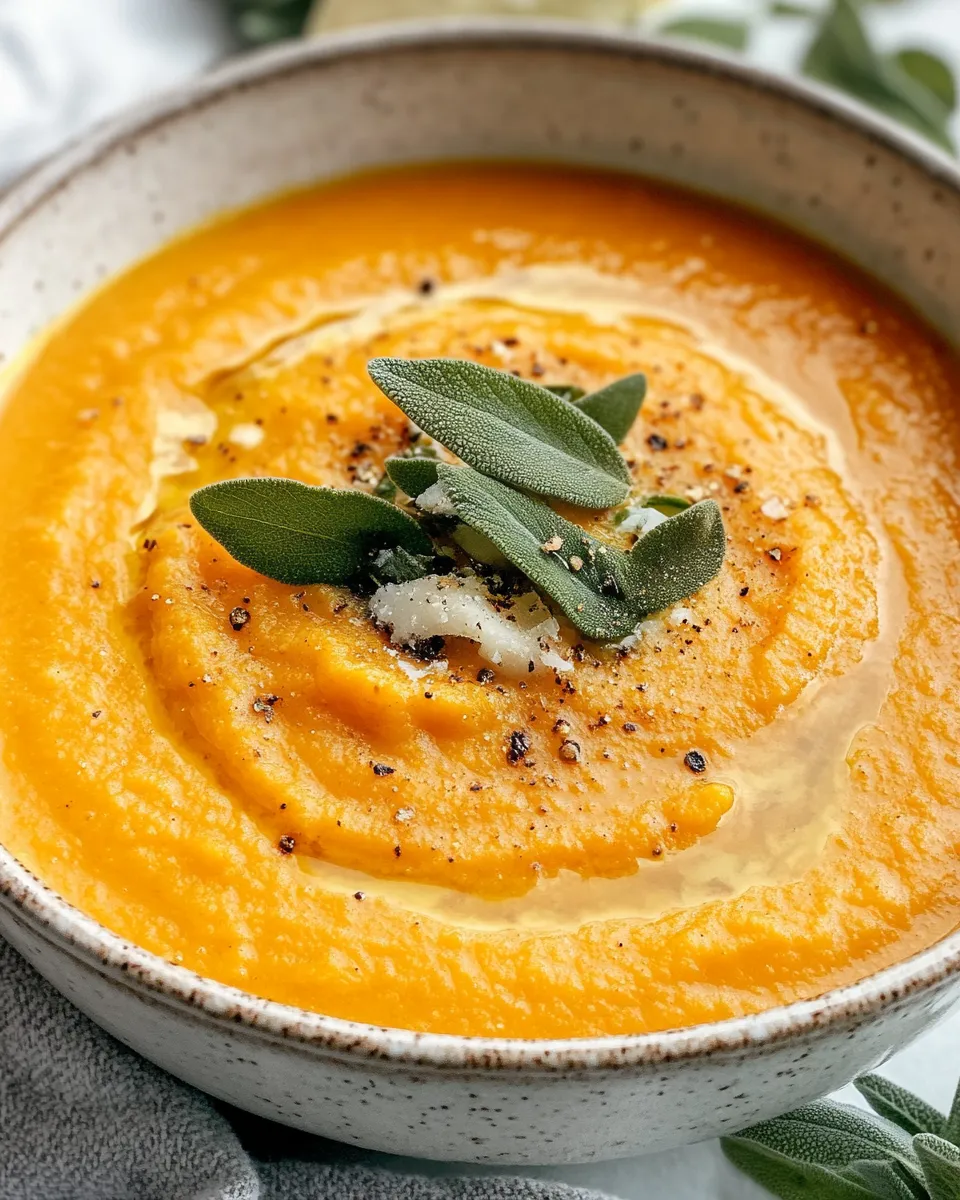 Easy Roasted Butternut Squash Soup with Sage Brown Butter dish photo