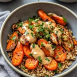Homemade Roasted Carrot Tahini Bowls with Warm Farro recipe photo