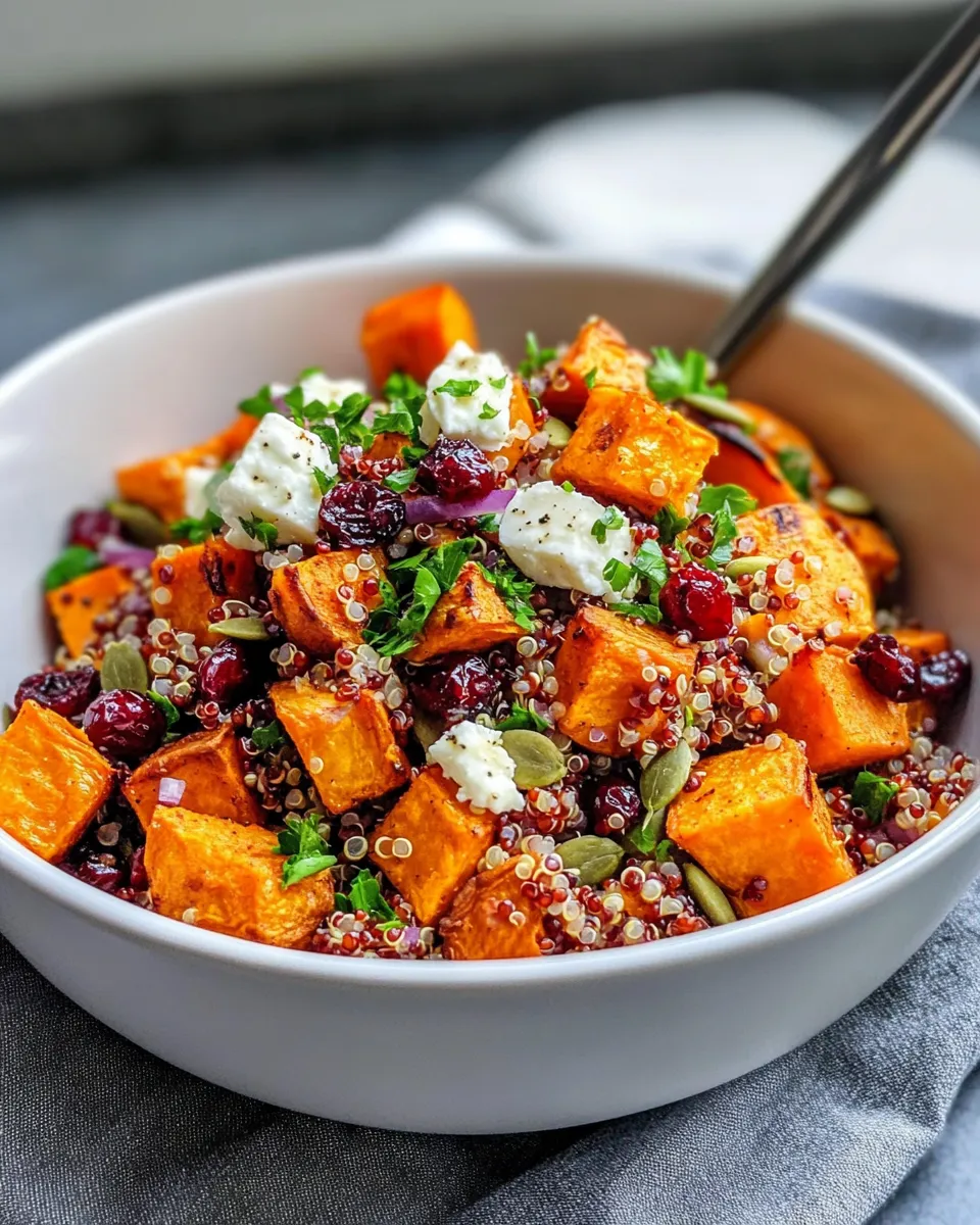 Homemade Roasted Sweet Potato & Cranberry Quinoa Salad photo