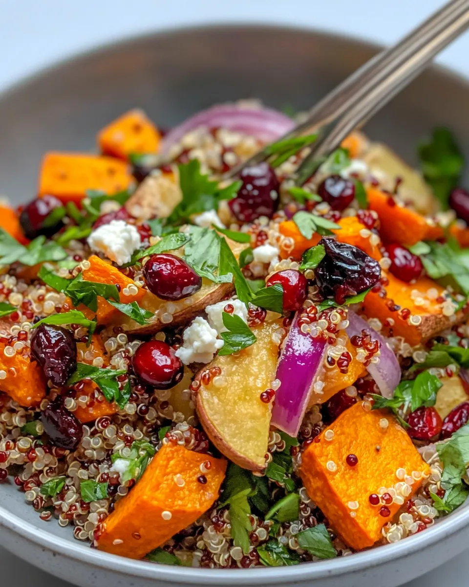 Easy Roasted Sweet Potato & Cranberry Quinoa Salad recipe image