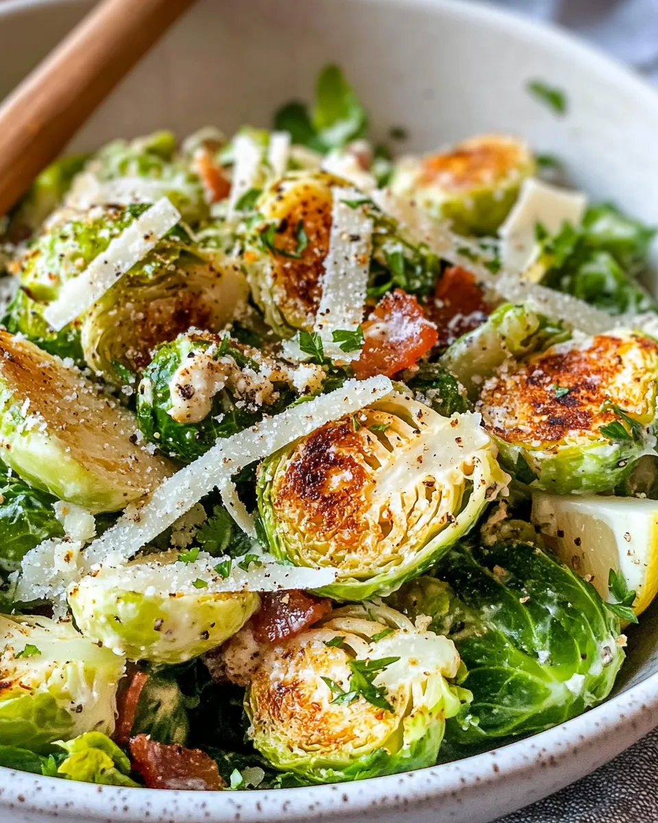 Homemade Shaved Brussels Sprout Caesar with Parmesan recipe photo