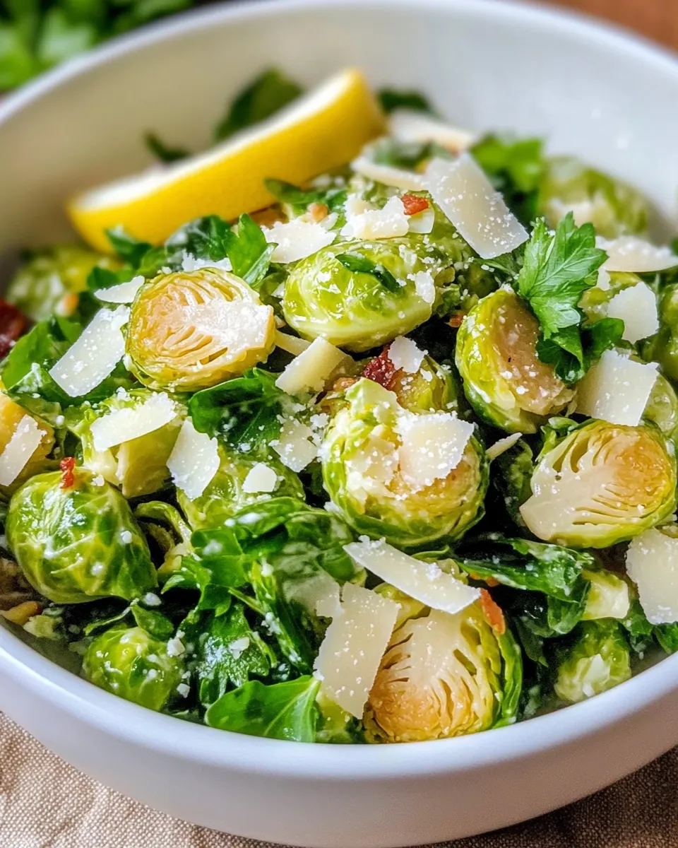 Delicious Shaved Brussels Sprout Caesar with Parmesan plate image