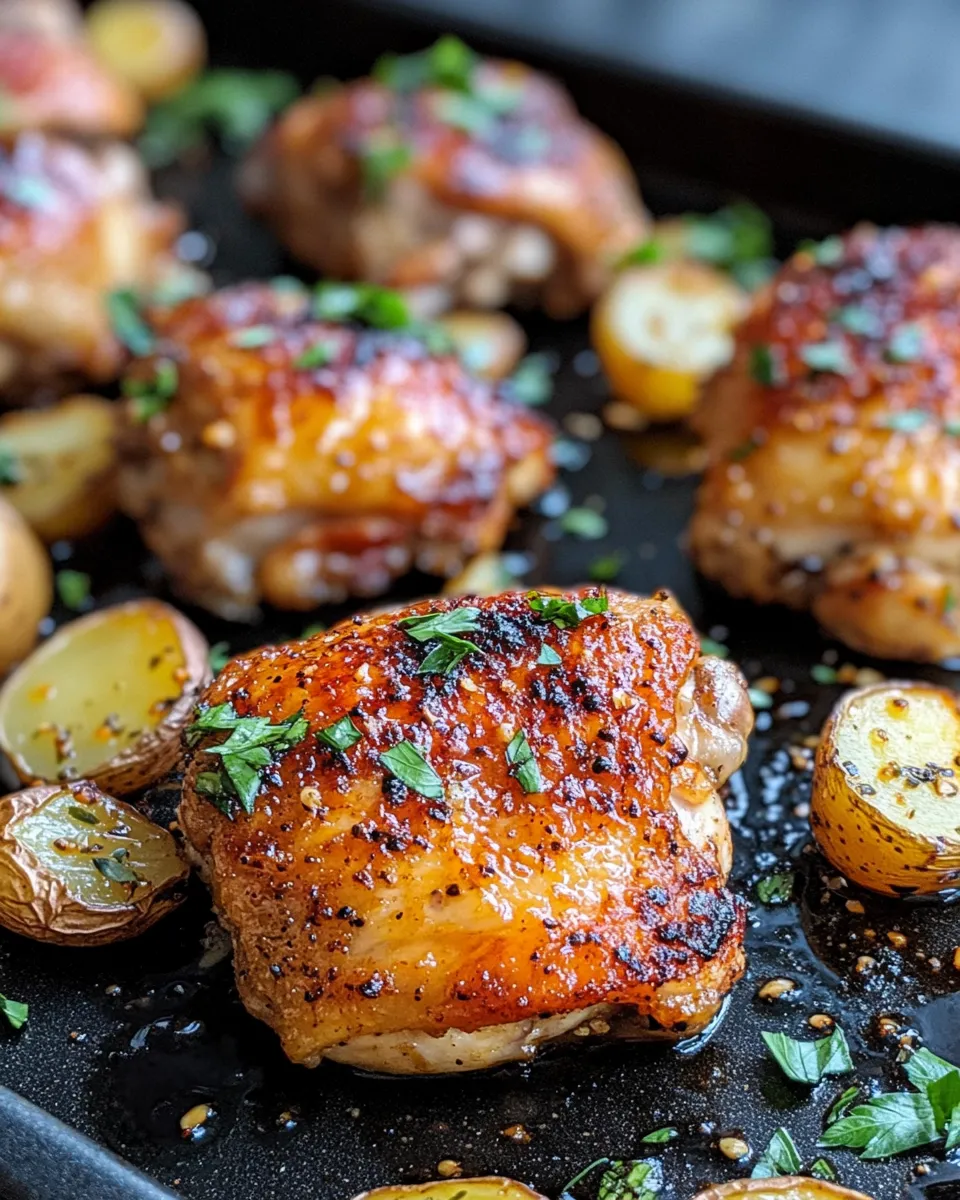 Easy Sheet Pan Maple-Dijon Chicken & Fingerlings dish photo