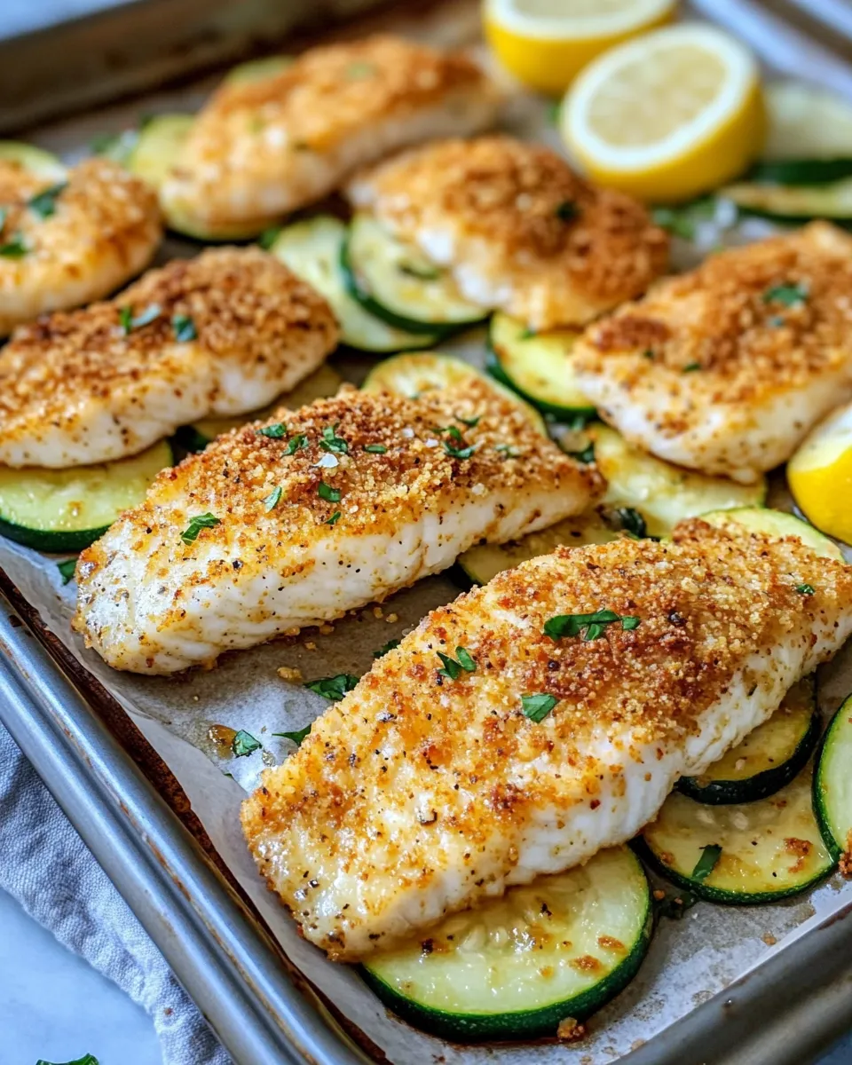 Easy Sheet Pan Parmesan Crusted Tilapia & Zucchini recipe photo