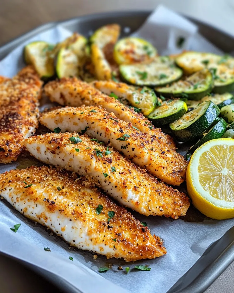 Delicious Sheet Pan Parmesan Crusted Tilapia & Zucchini dish photo
