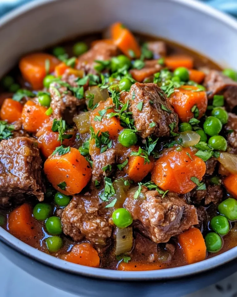 Homemade Slow Cooker Beef Stew with Carrots & Peas photo