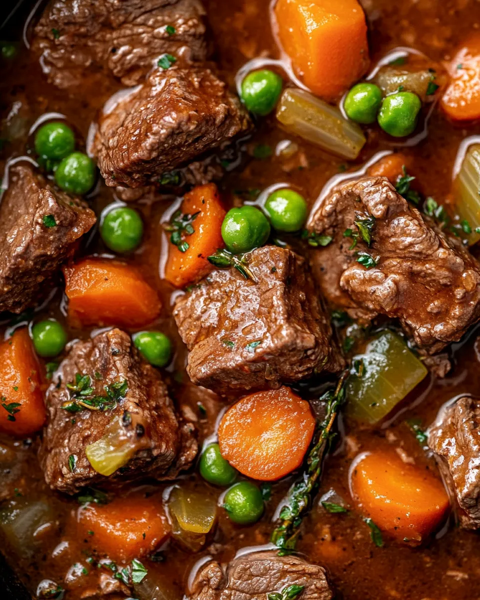 Classic Slow Cooker Beef Stew with Carrots & Peas image