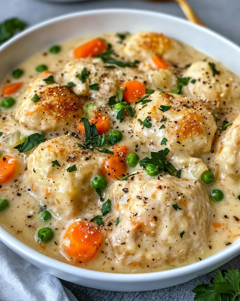 Easy Slow Cooker Chicken & Dumplings (Comfort Classic) food shot