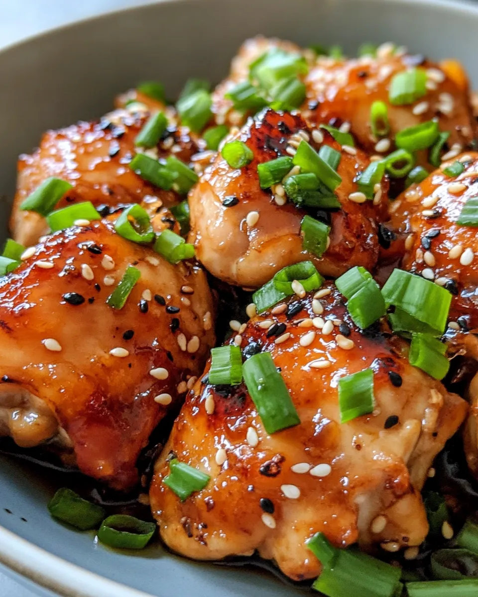 Easy Slow Cooker Honey Garlic Chicken Thighs food shot