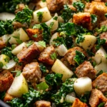 Homemade Spiced Apple, Sausage & Kale Stuffing Skillet photo