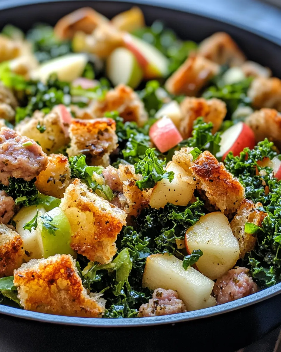 Classic Spiced Apple, Sausage & Kale Stuffing Skillet image