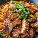 Homemade Spicy Gochujang Noodles with Crispy Chicken recipe photo