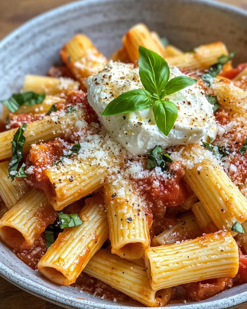 Delicious Spicy Vodka Rigatoni with Burrata (Weeknight) photo