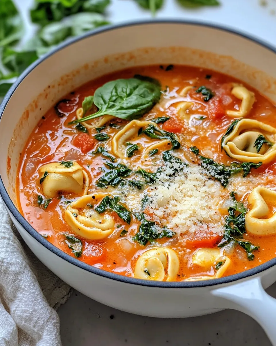 Easy Tomato Basil Tortellini Soup (One Pot) recipe image