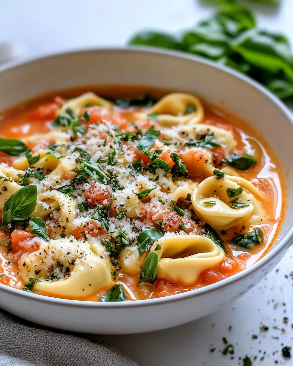 Delicious Tomato Basil Tortellini Soup (One Pot) dish photo