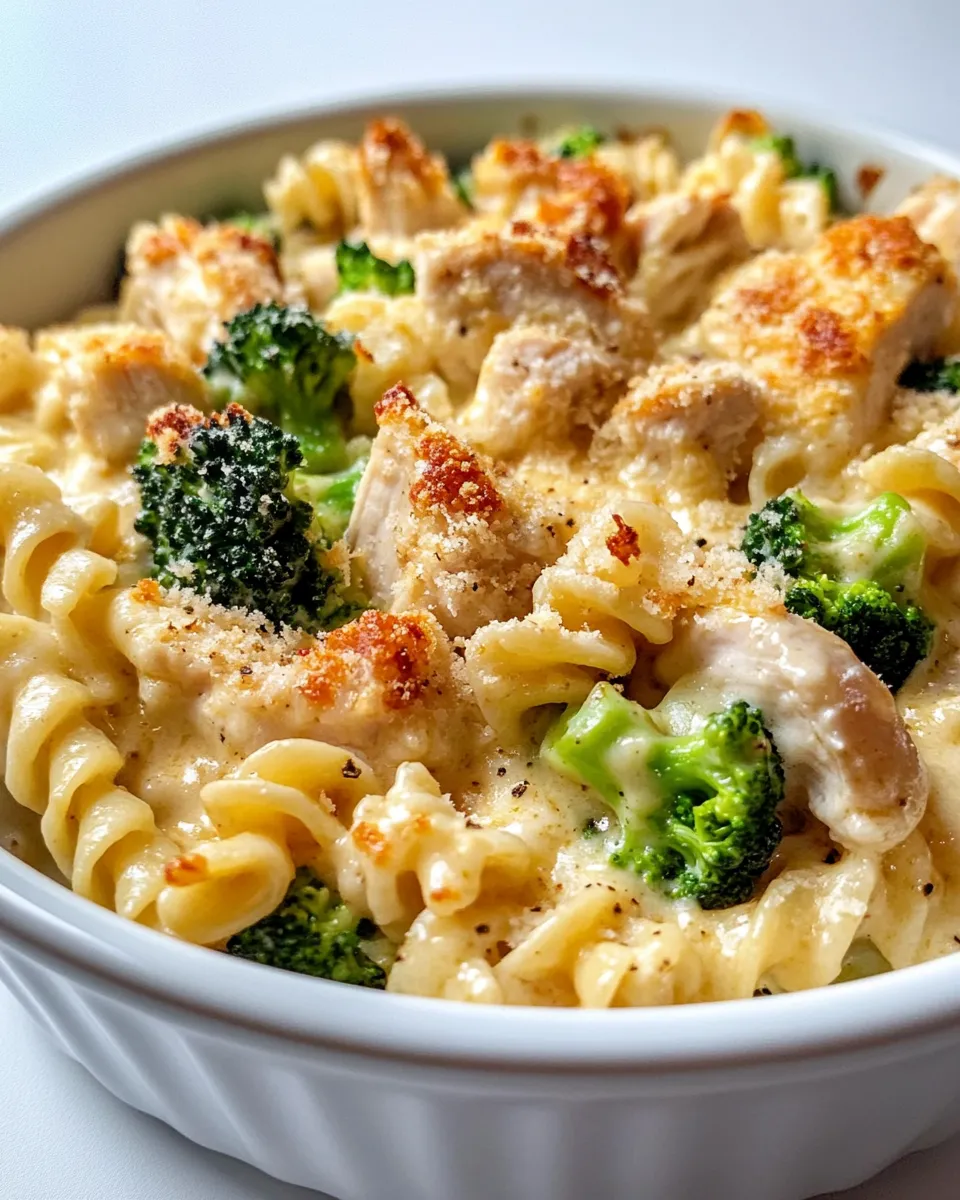 Easy Weeknight Chicken Alfredo Bake with Broccoli food shot