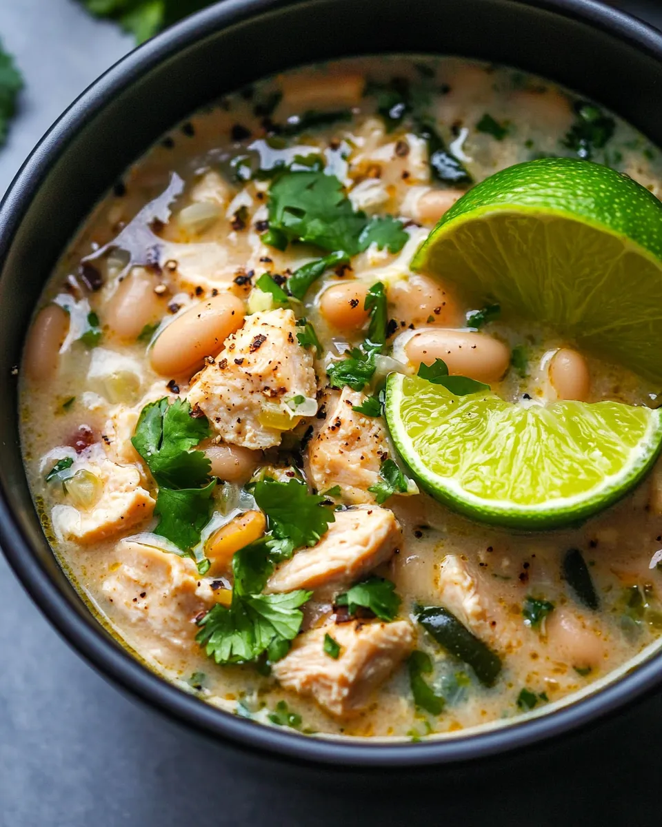 Delicious White Chicken Chili Verde shot