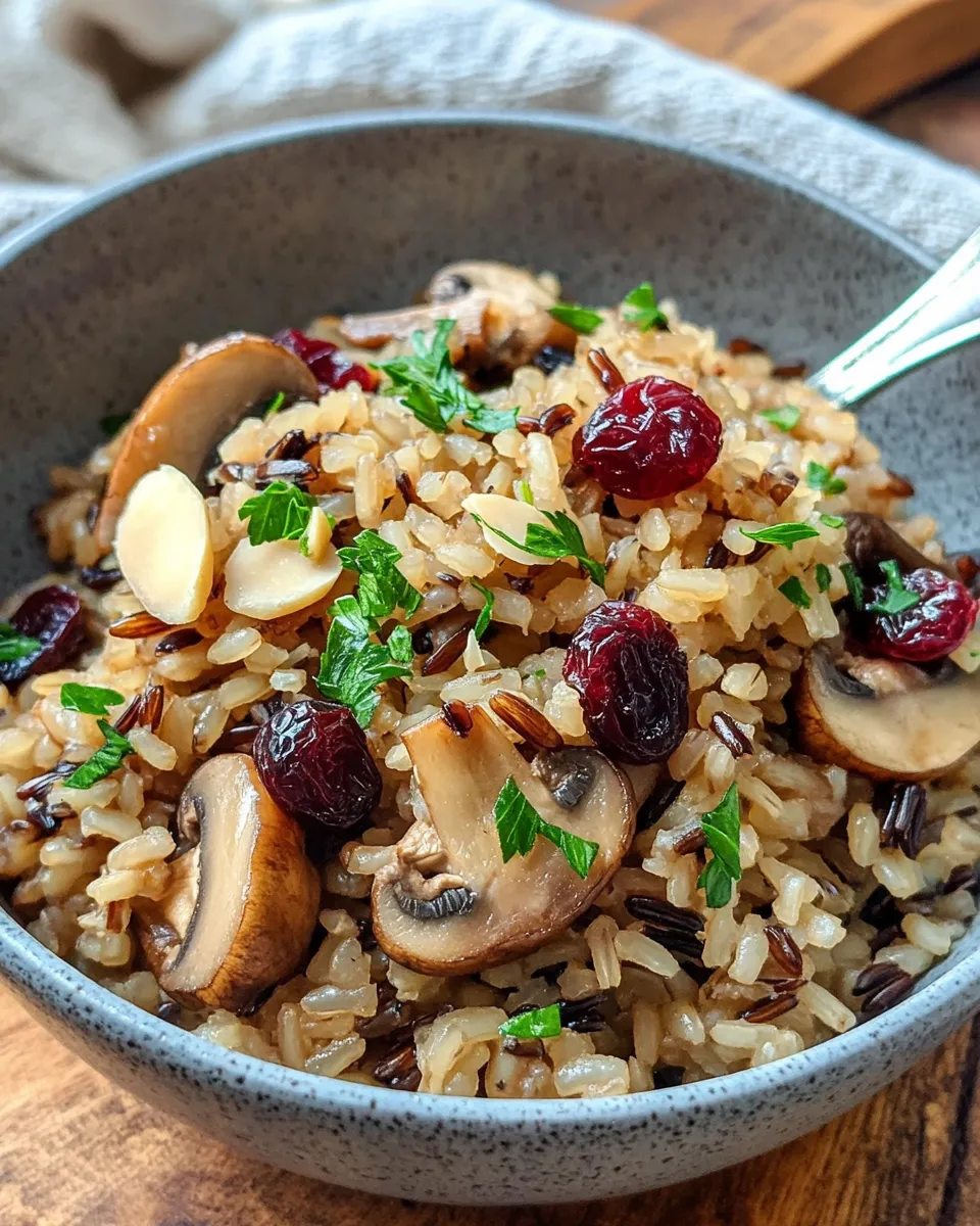 Easy Wild Rice Pilaf with Mushrooms & Dried Cherries food shot