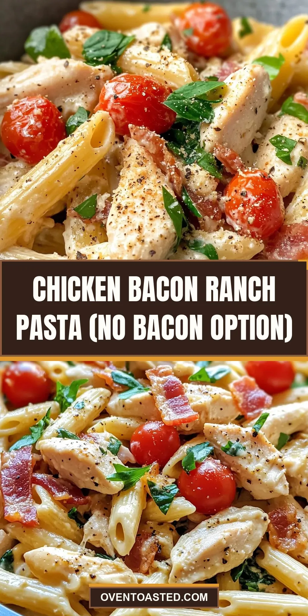 Easy Chicken Bacon Ranch Pasta (No Bacon Option) Recipe