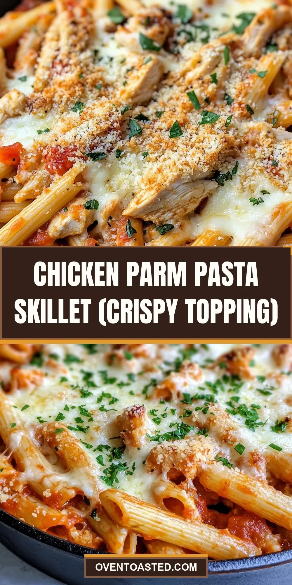 Chicken Parm Pasta Skillet (Crispy Topping) Recipe