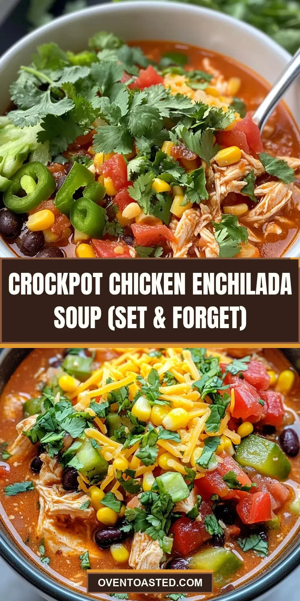 Easy Crockpot Chicken Enchilada Soup (Set & Forget) Recipe