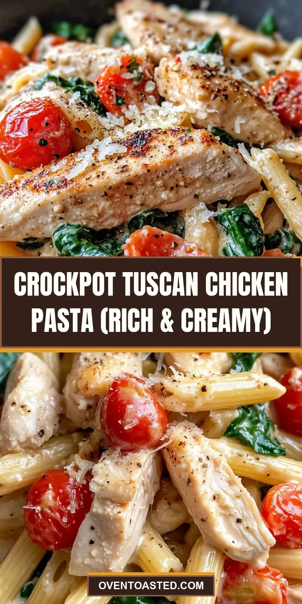 Easy Crockpot Tuscan Chicken Pasta (Rich & Creamy) Recipe
