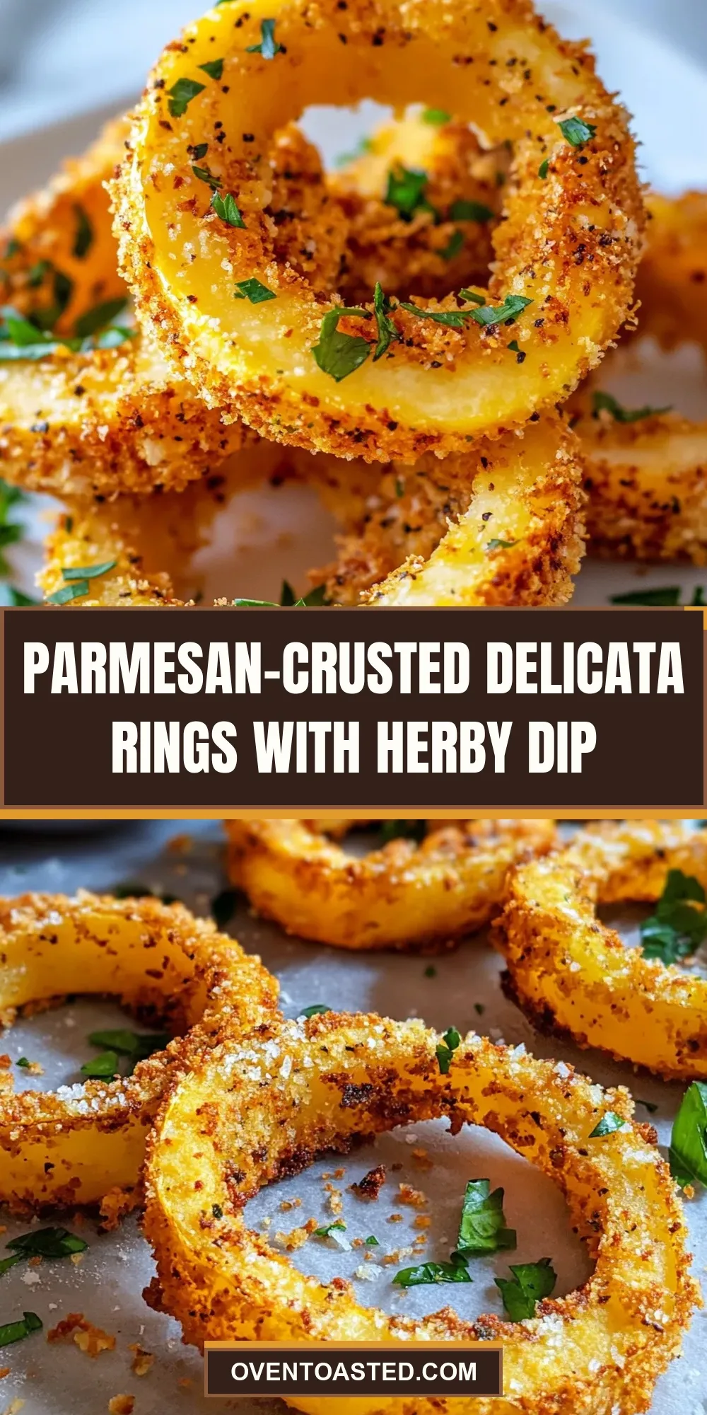 Easy Parmesan-Crusted Delicata Rings With Herby Dip Recipe