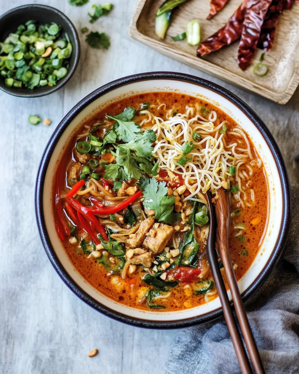 Ultimate 30 Minute Thai Peanut Chicken Ramen. picture