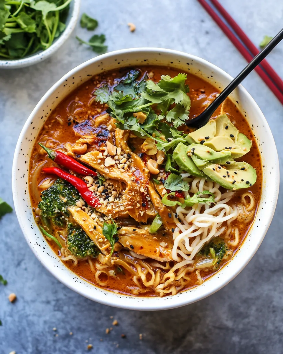 Perfect 30 Minute Thai Peanut Chicken Ramen. shot
