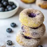 Homemade Baked Blueberry Cinnamon Sugar Doughnuts. photo