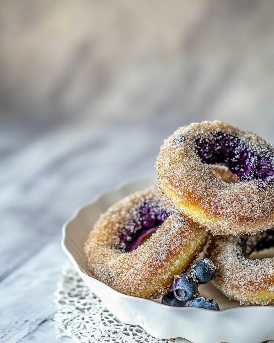 Easy Baked Blueberry Cinnamon Sugar Doughnuts. recipe photo
