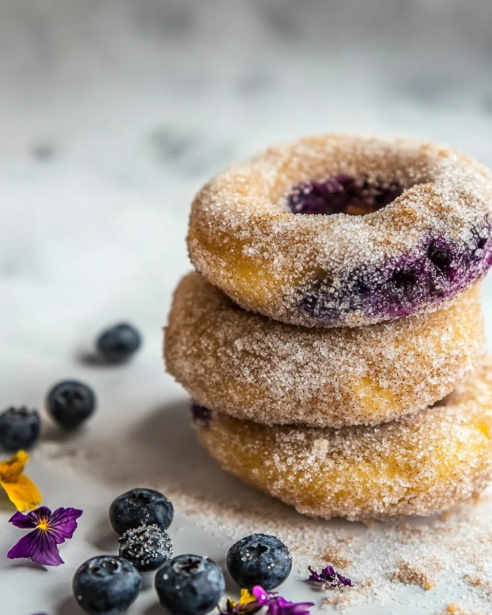 Tasty Baked Blueberry Cinnamon Sugar Doughnuts. shot