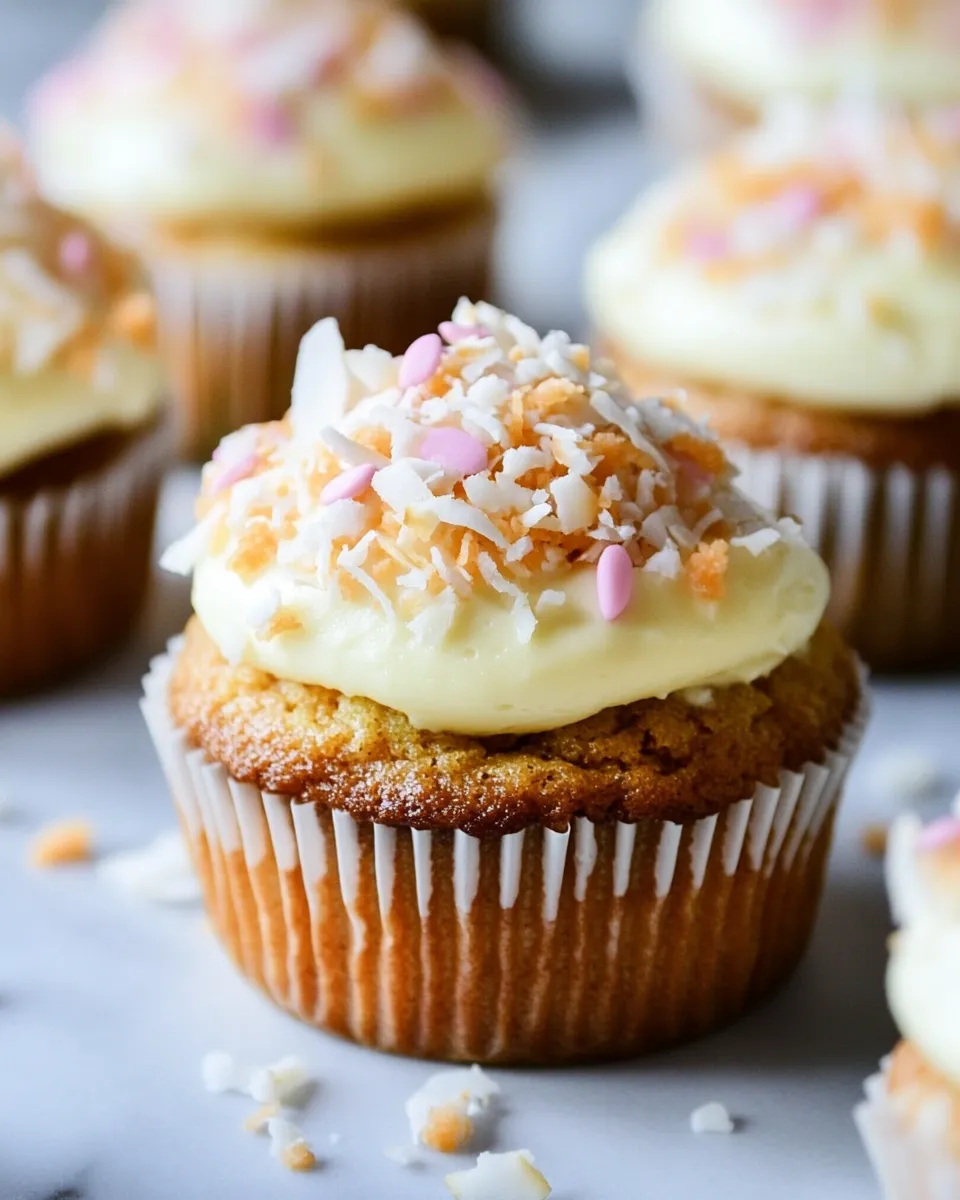 Savory Banana Carrot Cupcakes with Coconut Cream Cheese Frosting. shot
