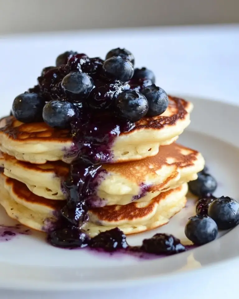 Homemade Buttermilk Pancakes with Blueberry Compote photo