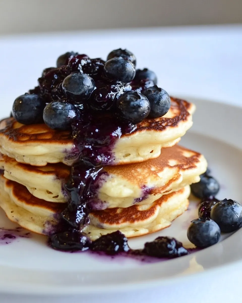 Homemade Buttermilk Pancakes with Blueberry Compote photo