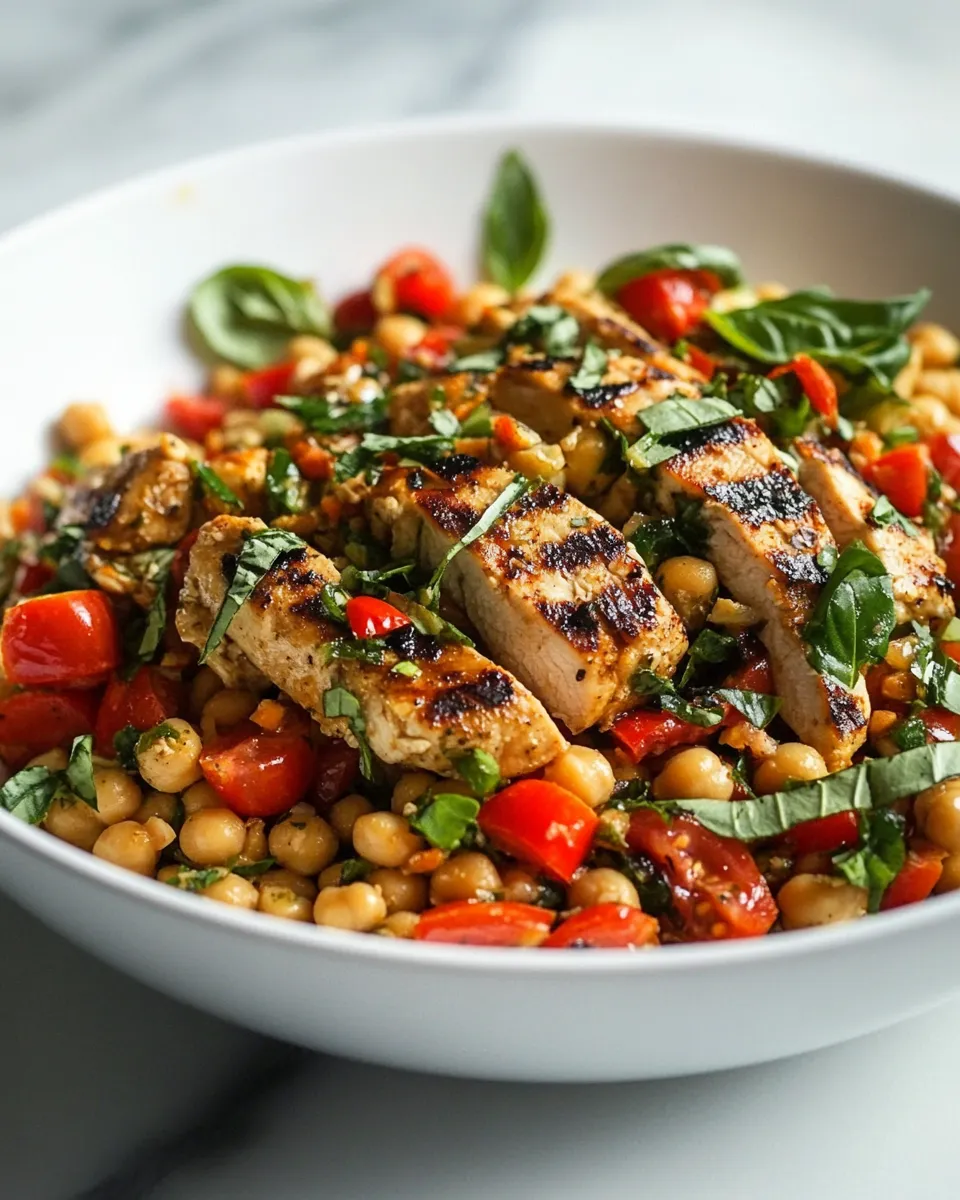 Delicious Chickpea and Tomato Salad with Grilled Chicken image