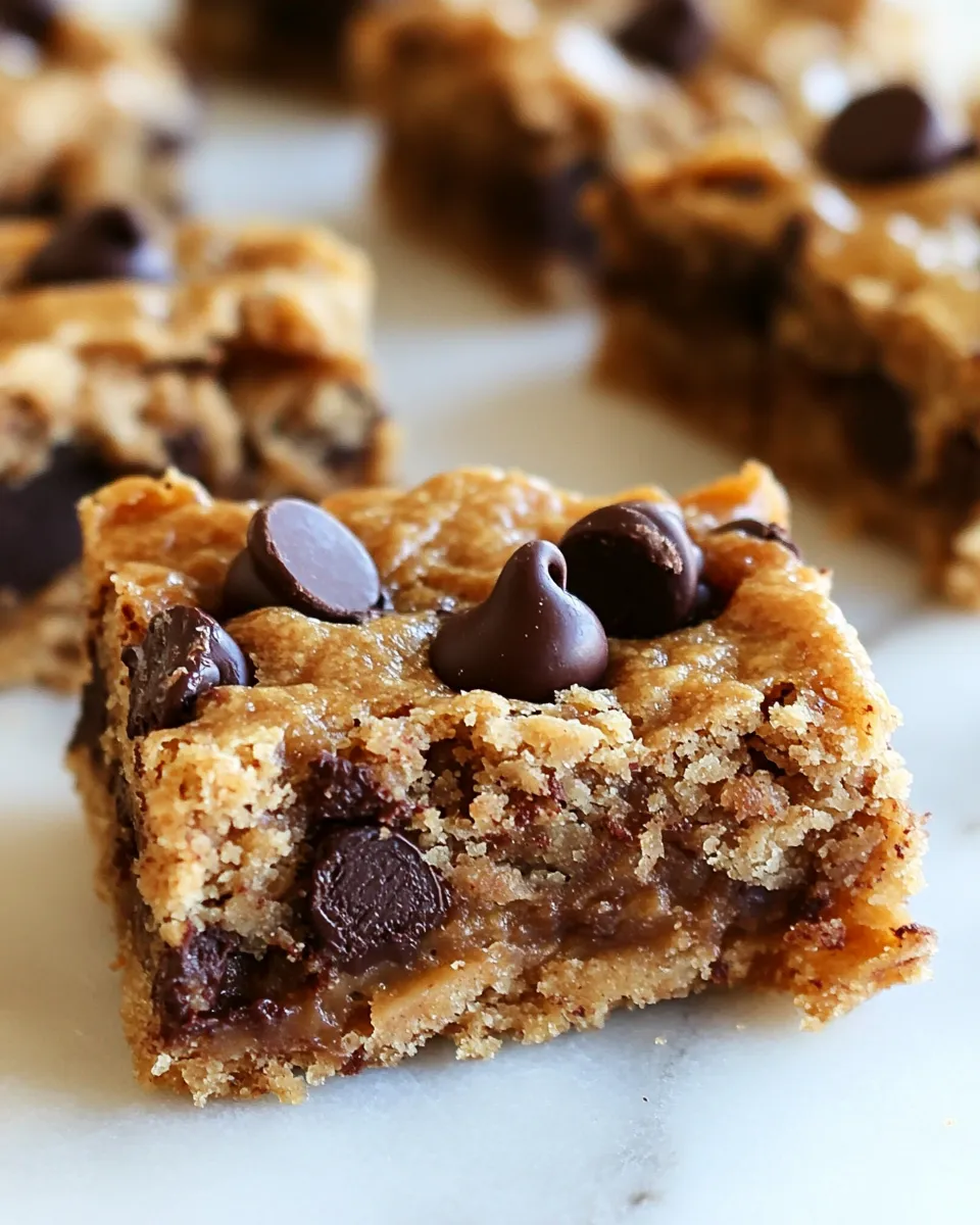 Homemade Chocolate Chip Peanut Butter Bars photo