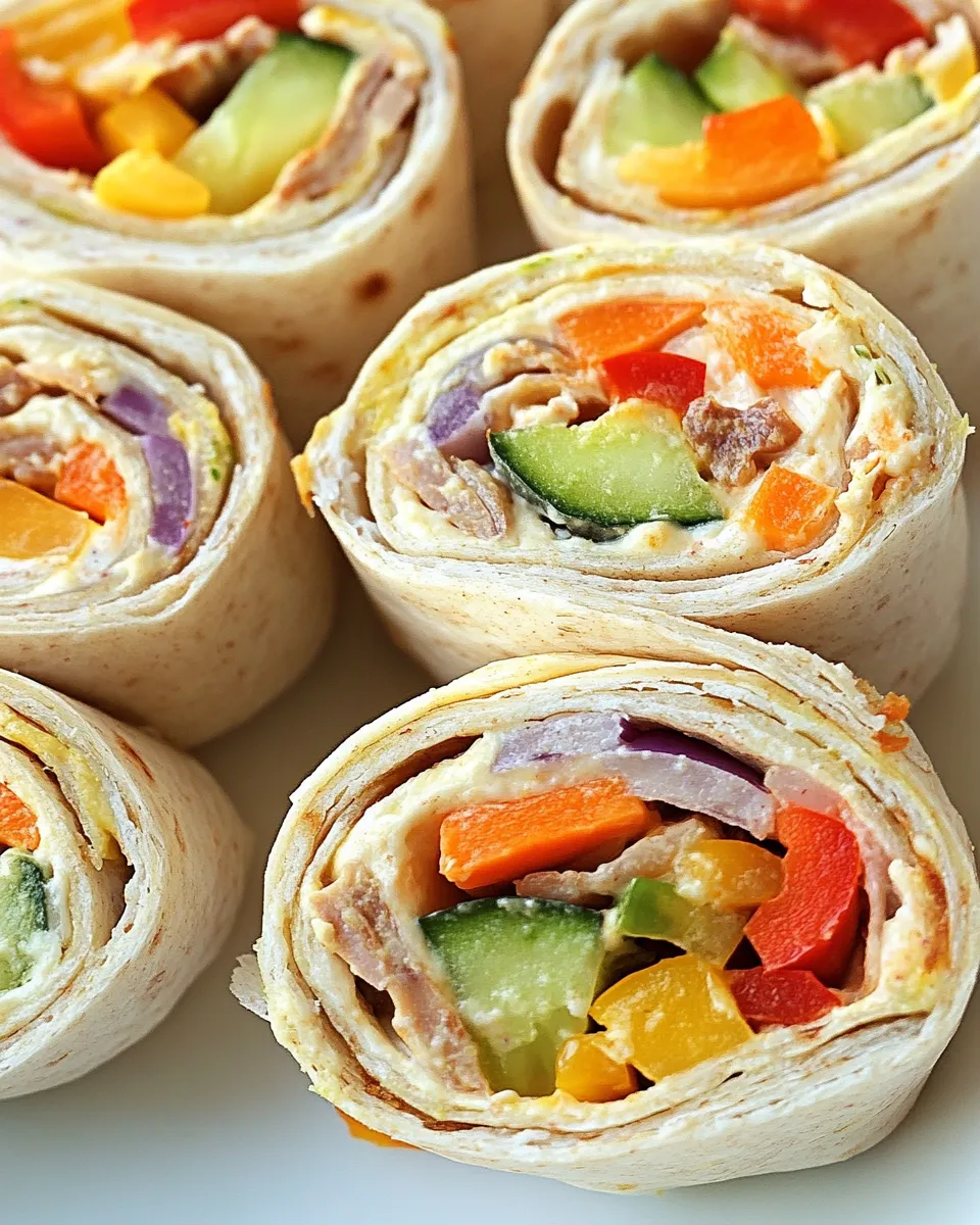 Delicious Cream Cheese Veggie Pinwheels image